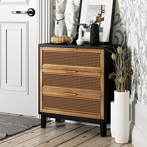 COZAYH Black Farmhouse 3-Drawer Nightstand Set