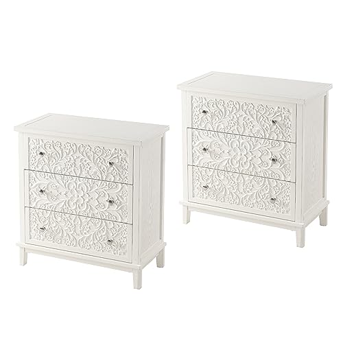 Cozayh 3-Drawer Flower Motif Dresser and Nightstands