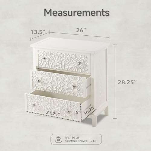Cozayh 3-Drawer Flower Motif Dresser and Nightstands