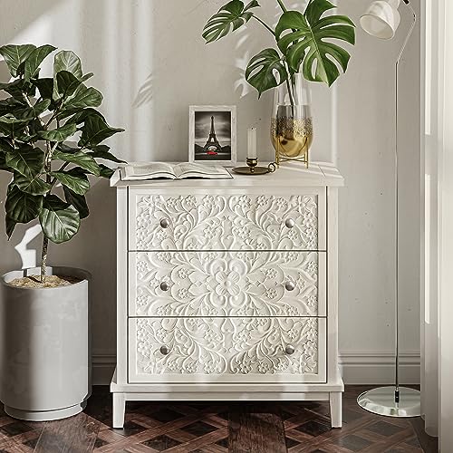 Cozayh 3-Drawer Flower Motif Dresser and Nightstands