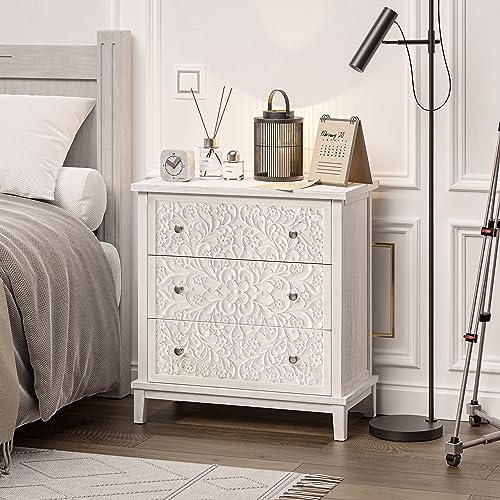 Cozayh 3-Drawer Flower Motif Dresser and Nightstands