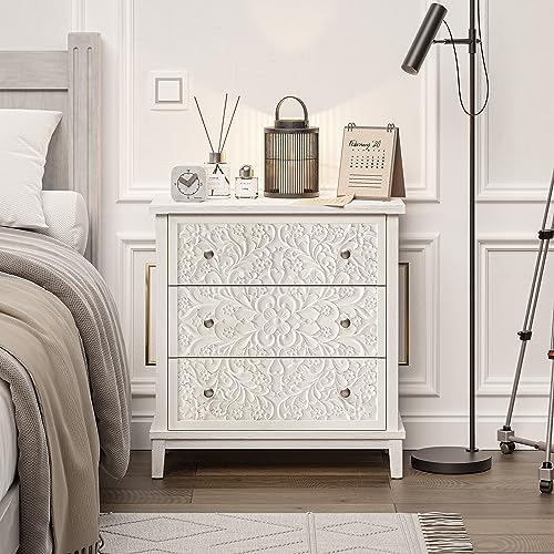Cozayh 3-Drawer Flower Motif Dresser and Nightstands