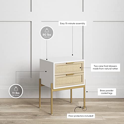 Set of 2 Mid-Century Modern Nightstands with Storage