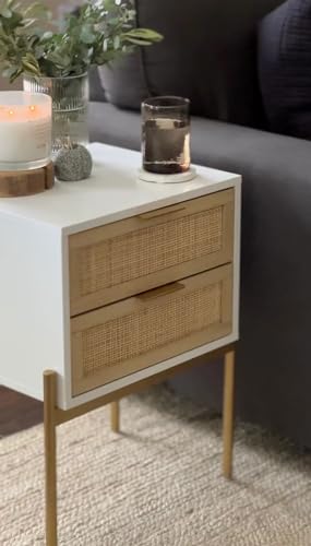 Set of 2 Mid-Century Modern Nightstands with Storage