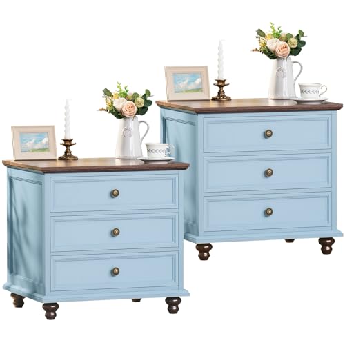 Light Blue Farmhouse Night Stand Set of 2