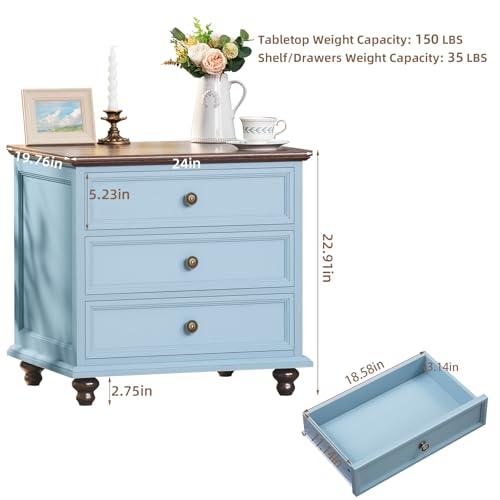 Light Blue Farmhouse Night Stand Set of 2