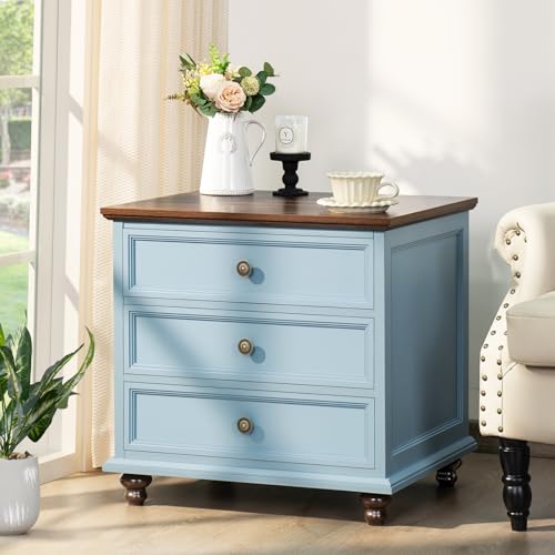 Light Blue Farmhouse Night Stand Set of 2