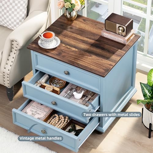 Light Blue Farmhouse Night Stand Set of 2