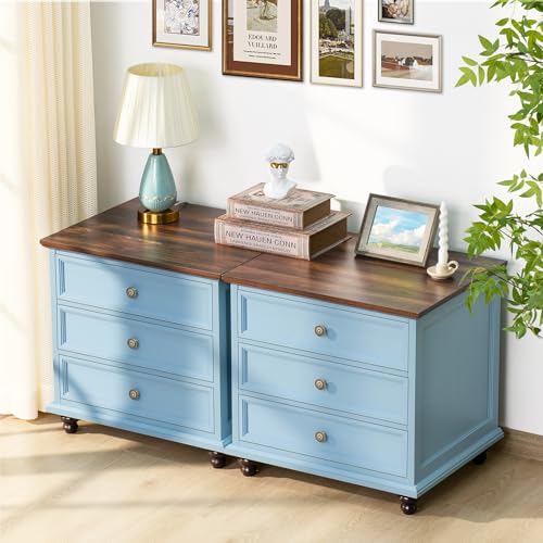 Light Blue Farmhouse Night Stand Set of 2