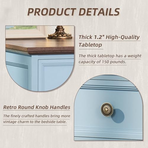 Light Blue Farmhouse Night Stand Set of 2