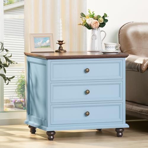 Light Blue Farmhouse Night Stand Set of 2