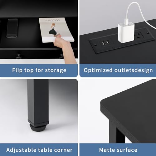 2-Piece 3-Tier Wooden Nightstand Set with Charging Station