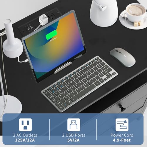 2-Piece 3-Tier Wooden Nightstand Set with Charging Station