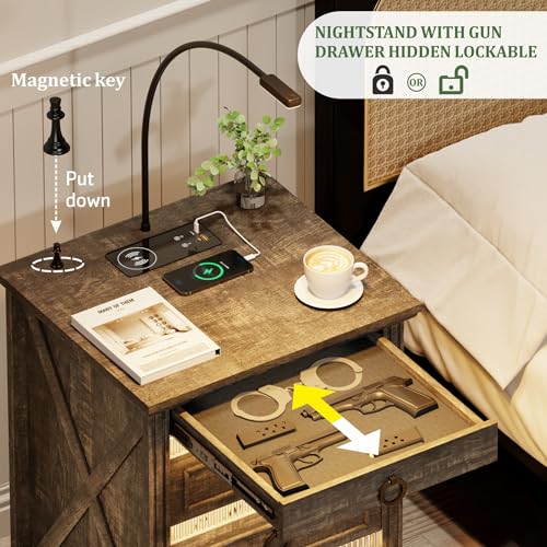 Fredees Adjustable Nightstand Set with Charging Station