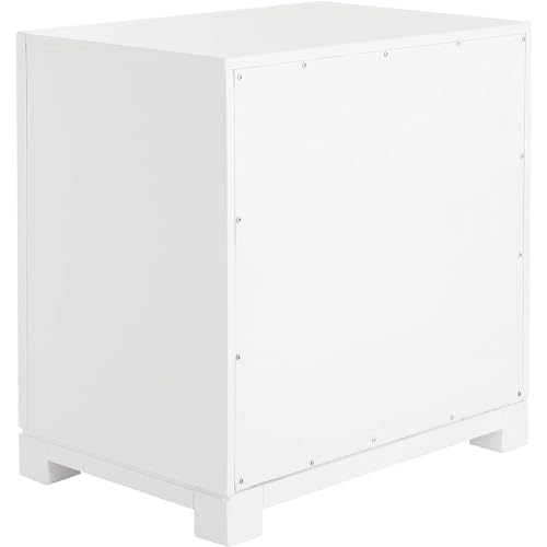 Raina White 3-Drawer Greek Key Nightstand