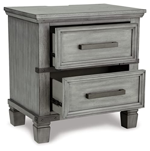 Rustic Gray Night Stand with USB Ports