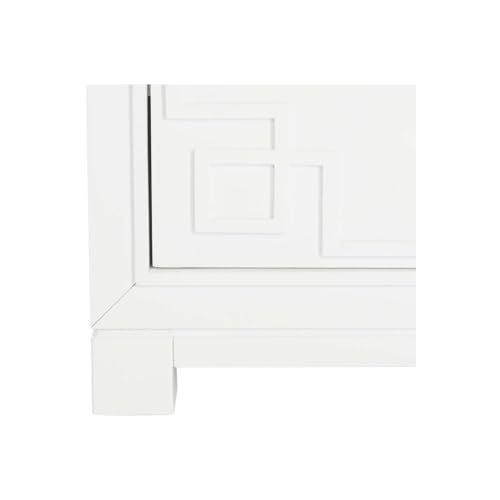 Raina White 3-Drawer Greek Key Nightstand