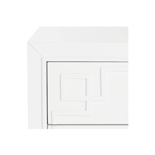 Raina White 3-Drawer Greek Key Nightstand
