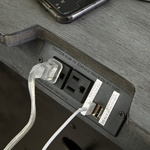 Rustic Gray Night Stand with USB Ports