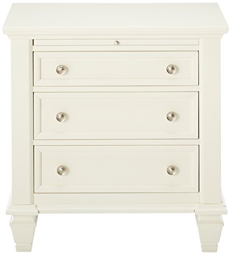 Sandy Beach Coastal 3 Drawer Nightstand in Buttermilk White