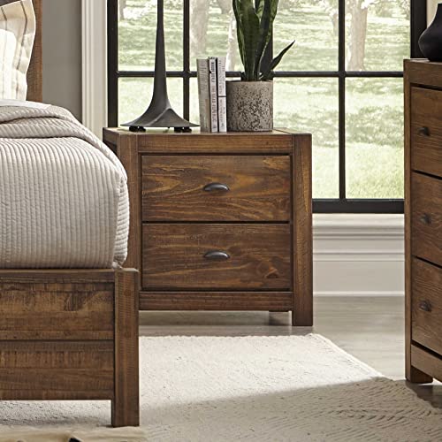 Rustic Walnut Montauk 2-Drawer Nightstand
