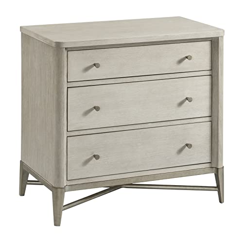 Champagne 3-Drawer Solid Wood Nightstand with Metal Frame