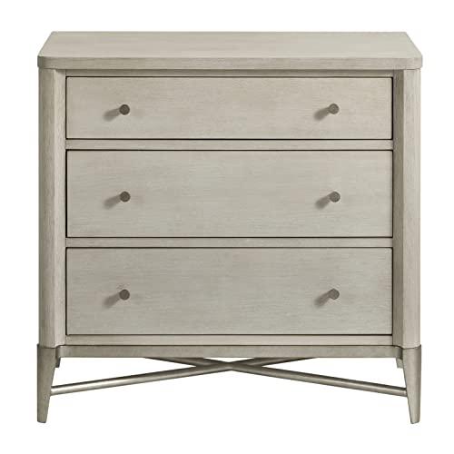 Champagne 3-Drawer Solid Wood Nightstand with Metal Frame