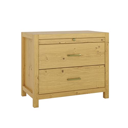 Wooden Farmhouse Nightstand with Storage and Tray