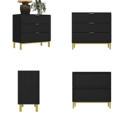 Black and Gold Modern Nightstand Set of 2