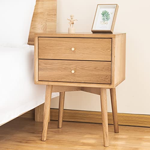 Midcentury Modern Solid Wood Nightstand with Drawer