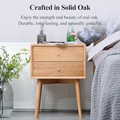 Midcentury Modern Solid Wood Nightstand with Drawer