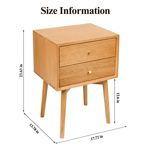 Midcentury Modern Solid Wood Nightstand with Drawer