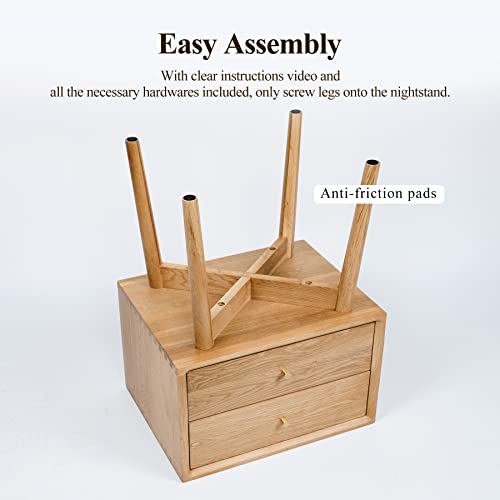 Midcentury Modern Solid Wood Nightstand with Drawer