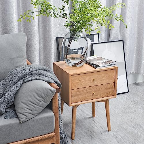 Midcentury Modern Solid Wood Nightstand with Drawer