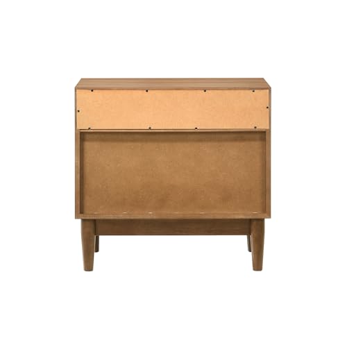 Walnut Finish 2 Drawer Wood Nightstand with Shelf