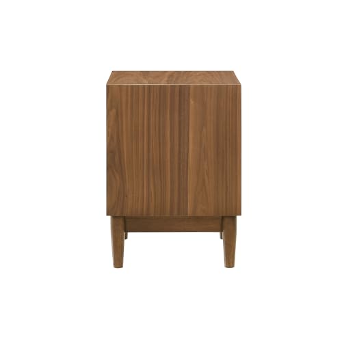 Walnut Finish 2 Drawer Wood Nightstand with Shelf