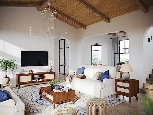 Jasper Deluxe Solid Wood Rattan Nightstand Table