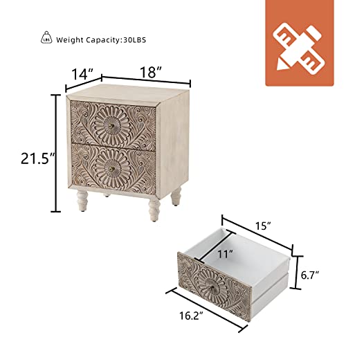 Light Grey Wood Grain End Table Set of 2