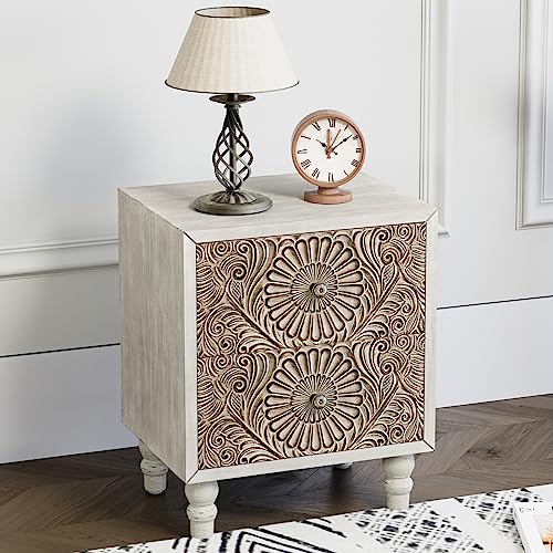 Light Grey Wood Grain End Table Set of 2