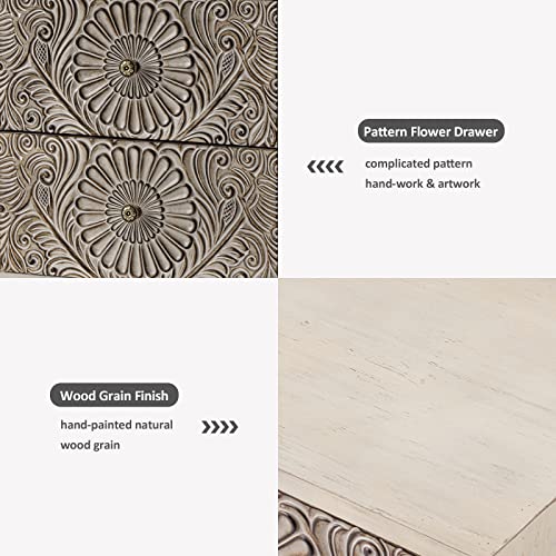 Light Grey Wood Grain End Table Set of 2