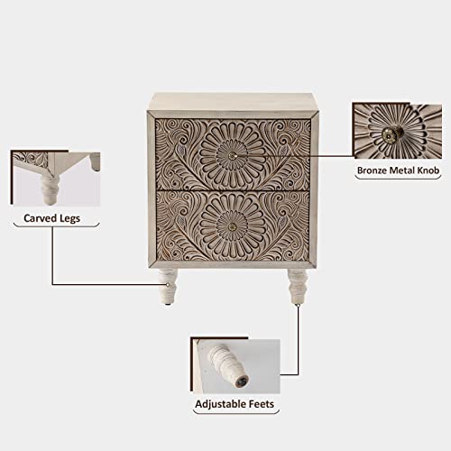 Light Grey Wood Grain End Table Set of 2