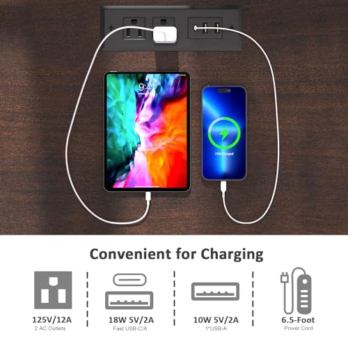 Cherry Adjustable End Tables with Drawers - Set of 2