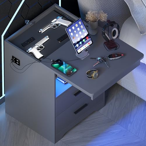 Modern LED Nightstand Set with Charging Station