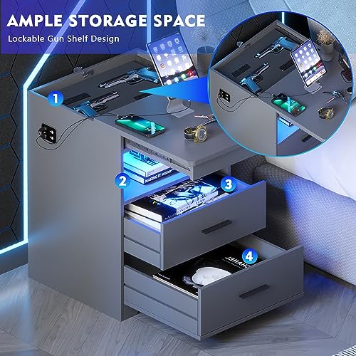 Modern LED Nightstand Set with Charging Station