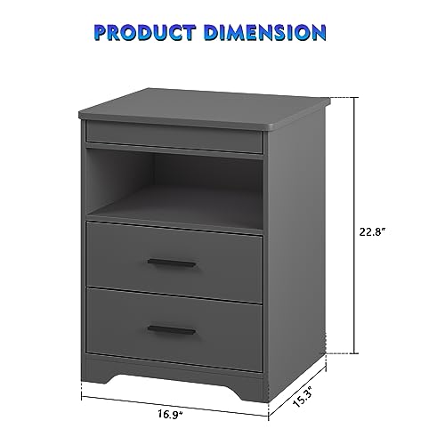 Modern LED Nightstand Set with Charging Station