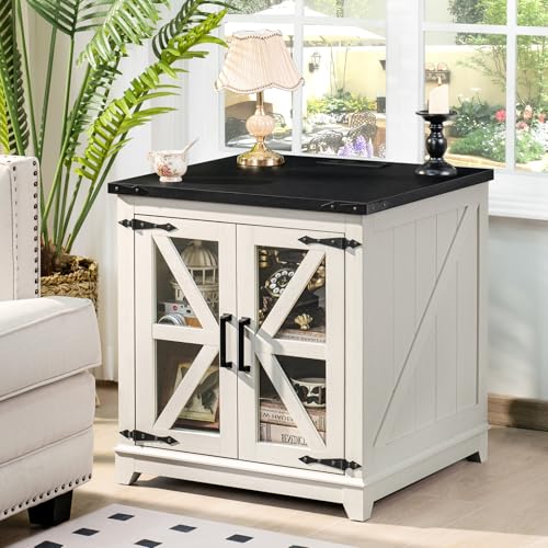 Farmhouse End Table Set with Charging Station, 24