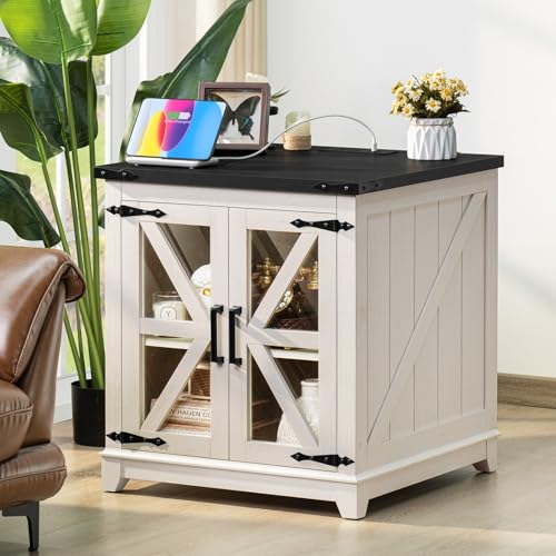 Farmhouse End Table Set with Charging Station, 24