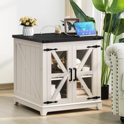 Farmhouse End Table Set with Charging Station, 24