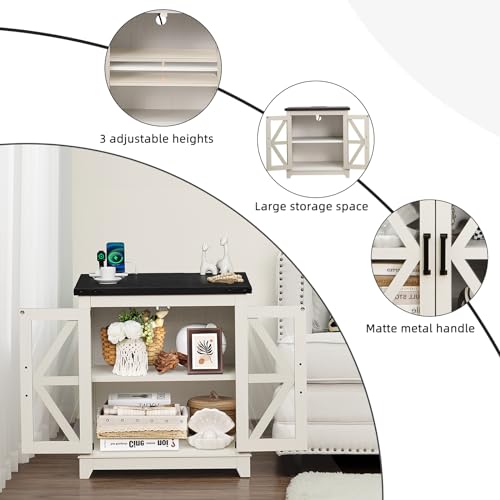 Farmhouse End Table Set with Charging Station, 24