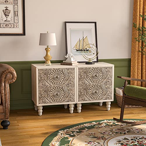 Vintage-Style 2-Piece Nightstand Set in Light Gray
